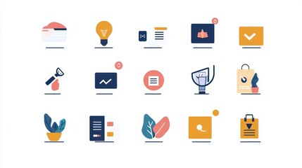 Poster - A creative icon set tailored to small businesses, featuring themes like customer service and marketing.