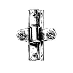 Poster - Hand drawn vector illustration of a detailed hinge design showcasing both functionality and artistic style
