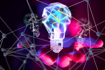 Aufkleber - Neural network 3D illustration. Big data and cybersecurity
