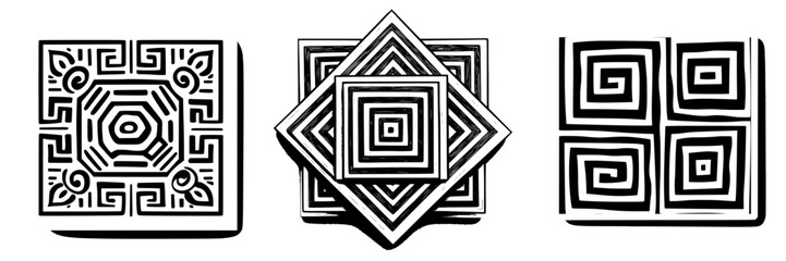 Poster - hand-drawn vector illustration featuring intricate geometric patterns with bold lines and unique des