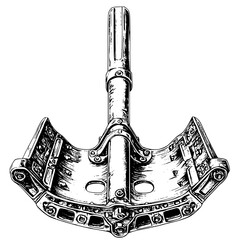 Poster - Detailed hand-drawn vector illustration of an industrial shovel for construction and excavation work