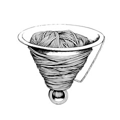 Poster - Unique hand drawn vector illustration of a yarn cone with intricate detailing, representing creativity in crafts and hobbies
