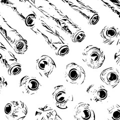 Poster - Hand drawn vector illustration of various cylindrical objects arranged in an artistic pattern