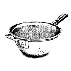 Poster - Hand drawn vector illustration of a kitchen colander in a simple sketched style