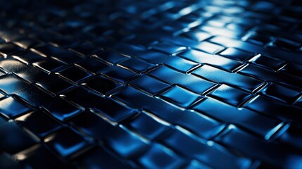Poster - A dark blue background with a metallic texture, reflecting light subtly.