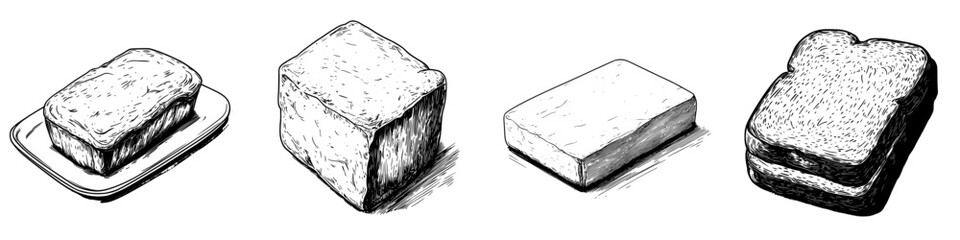 Poster - Hand-drawn vector illustration of various bread types on a clean background