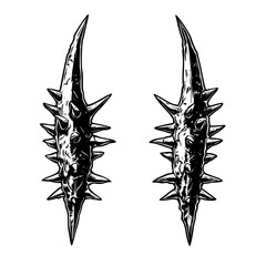 Poster - Hand drawn vector illustration of stylized spikes with intricate detailing and textured surfaces
