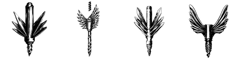 Poster - Hand drawn vector illustration of decorative elements illustrating various spear shapes and designs for artistic purposes