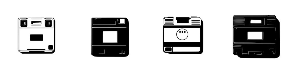 Poster - hand drawn vector illustration of retro storage devices created with meticulous detail in a minimali
