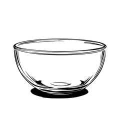 Poster - Hand-drawn vector illustration of a clear glass bowl on a white background