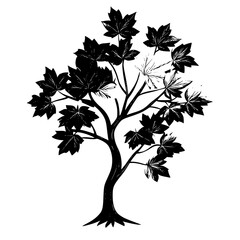 Poster - Hand drawn vector illustration of a stylized tree with detailed leaves and branches