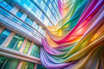 Poster - Pastel Fabric Flow: Abstract Architectural Photography
