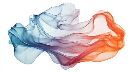 Canvas Print - Abstract flowing silk fabric in blue and orange hues against a solid white background