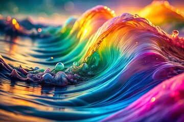 Poster - Pastel Rainbow Liquid Wave Abstract Background - Stock Photo