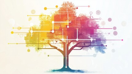 Poster - A digital family tree chart with a clean, modern design and vibrant colors.
