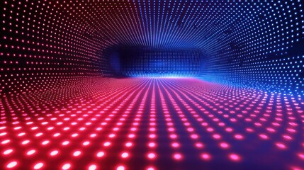 Poster - A digital-themed red and blue background with glowing dots and a futuristic vibe.