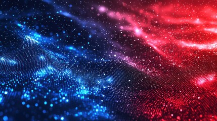 Aufkleber - A digital-themed red and blue background with glowing dots and a futuristic vibe.