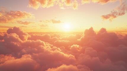 Aufkleber - A dramatic sunset gradient with clouds softly blending into layers of warm tones.