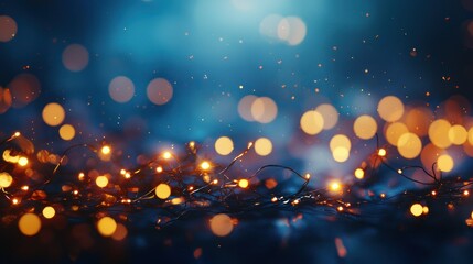 Poster - A festive blue background with snowflakes and soft, glowing lights.