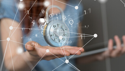 Aufkleber - ybersecurity and information or network protection