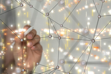 Aufkleber - Neural network 3D illustration. Big data and cybersecurity
