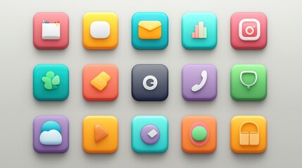 Poster - A flat-design icon set with rounded edges, perfect for web and mobile app interfaces.