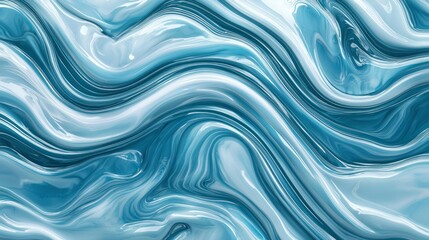 Poster - A fluid blue abstract design with soft wave patterns, creating a calm and modern look.
