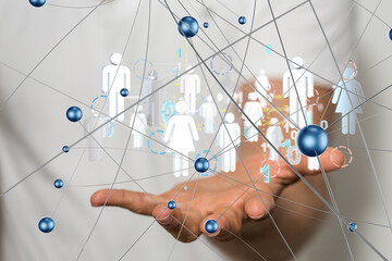 Poster - Global network. Blockchain. 3D illustration. Neural networks and artificial intelligence. Abstract