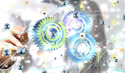 Poster - gear Technology background. Big data concept