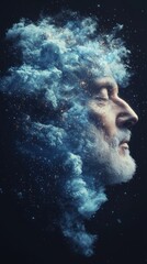 Poster - Surreal cosmic dream abstract space digital art dark background portrait view imagination exploration