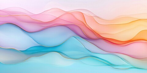 Poster - Colorful abstract waves digital art fluid design studio aesthetic modern serenity