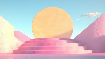 Poster - artistic minimalist stage design creative studio digital artwork bright atmosphere eye-level view co