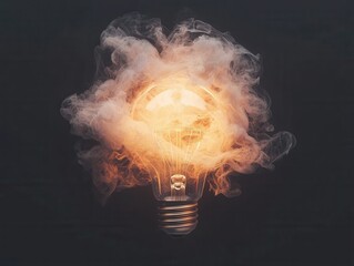 Poster - Illuminating ideas captivating light bulb with smoke effect creative studio environment artistic visuals
