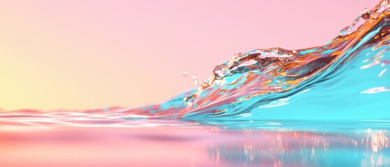 Poster - Dynamic water wave action ocean sunset tranquil environment serene viewpoint