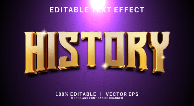 history 3d vector text effect with modern style design