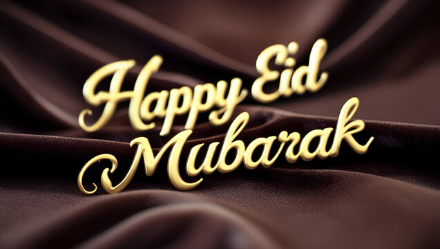 HAPPY EID MUBARAK WITH GOLDEN TEXT AND DARK BROWN BACKGROUND HAPPY EID MUBARAK WALLPAPER
