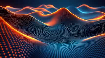 Poster - Abstract digital landscape with glowing hills
