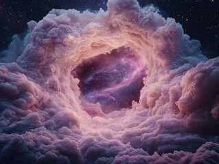Poster - Celestial phenomenon unveiled in cosmic clouds night sky digital art space aerial view universe exploration