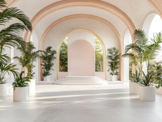 Poster - elegant indoor plant display in modern architecture bright minimalist space nature inspiration