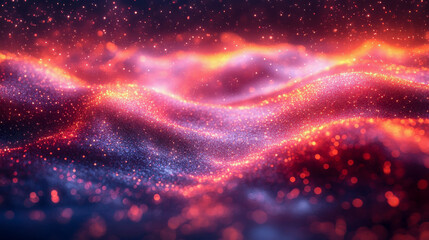 Poster - Abstract visualization of glowing energy particles in a cosmic, futuristic setting