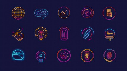 Poster - A gradient-filled vector icon set, emphasizing creativity and modern business strategies.