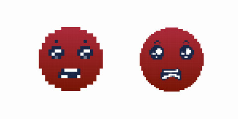 Poster - Pixel art faces display different emotions, showcasing varied expressions in a simple digital style.