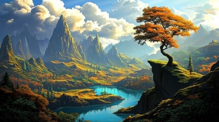 Wall Mural - Experience the allure of a stunning secretive landscape in game art.