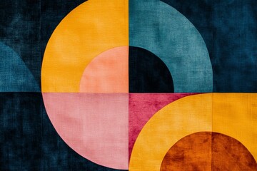 Aufkleber - Abstract Colorful Geometric Shapes on Textile Background Design
