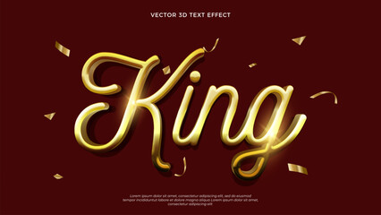 Leinwandbilder - King vector text effect with gold texture on red background