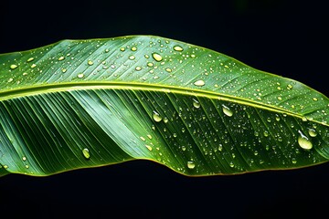Wall Mural - green leaf with water drops