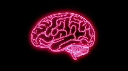 Poster - Neon brain visualization digital art abstract display futuristic environment close-up view neurotechnology concept
