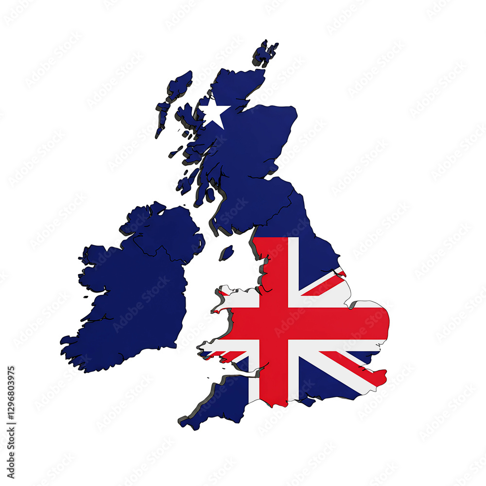 UK Country Outline with Union Jack Flag Design PNG Stock Illustration ...