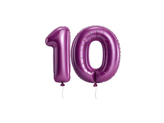 purple metallic number 10 balloon on transparent for vibrant party decorations, png transparent
