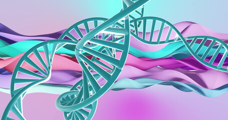 Poster - dna strands image over colorful abstract background